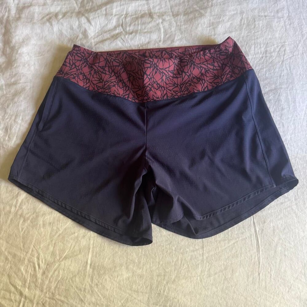 Oiselle Roga Solid 6 Inch Short Ink Blue/Redwood Monarch Trail Run 14